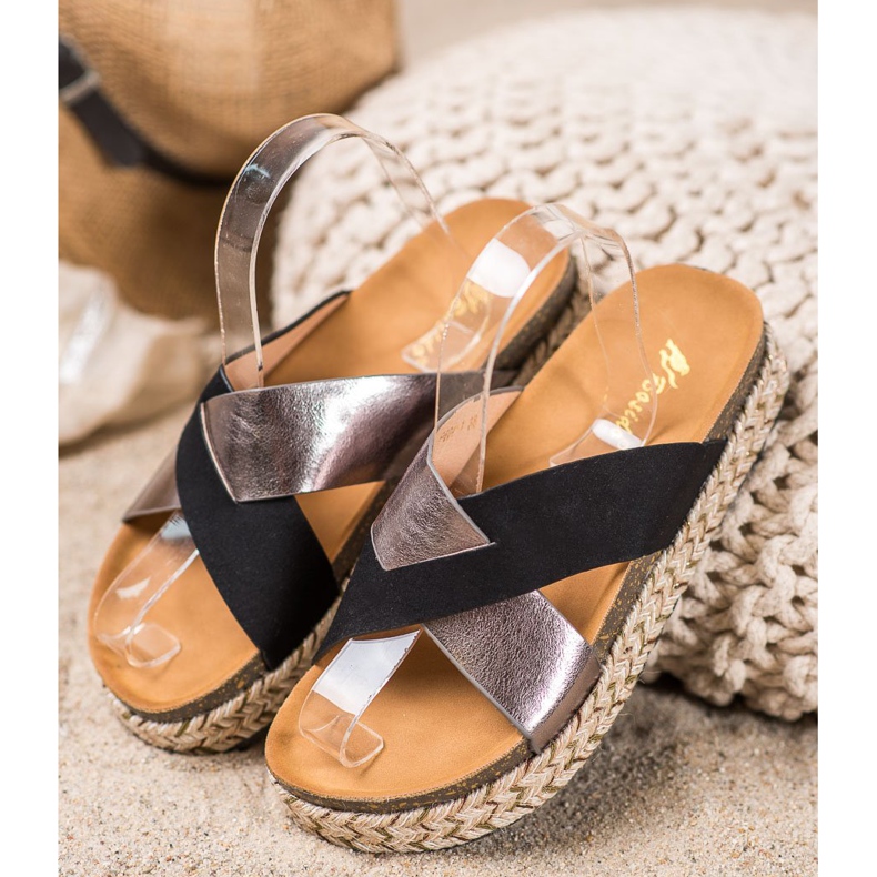 SHELOVET Pantoufles Sur La Plateforme le noir gris 1