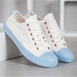 SHELOVET Baskets en textile blanc bleu 1