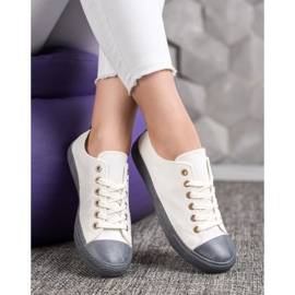 SHELOVET Baskets en textile blanc gris 1