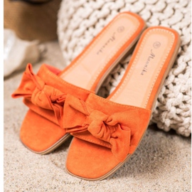 Mannika Pantoufles Avec Un Noeud orange 1