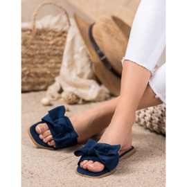 Mannika Pantoufles Avec Un Noeud bleu marine bleu 2