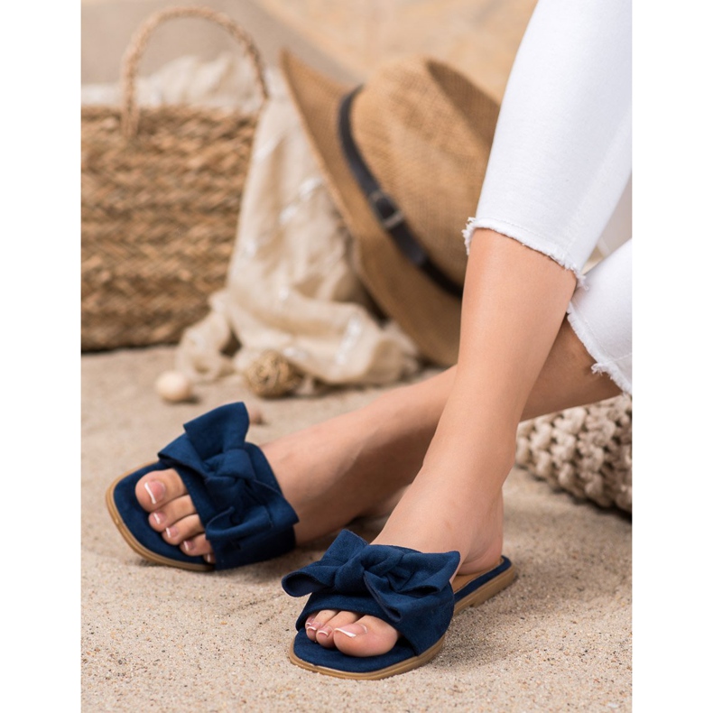 Mannika Pantoufles Avec Un Noeud bleu marine bleu 2