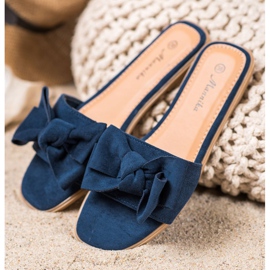 Mannika Pantoufles Avec Un Noeud bleu marine bleu 1