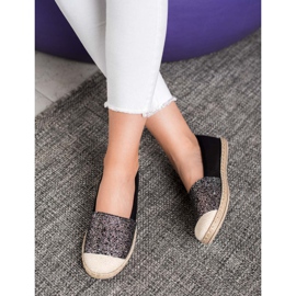 SHELOVET Espadrilles Noires À Paillettes 1