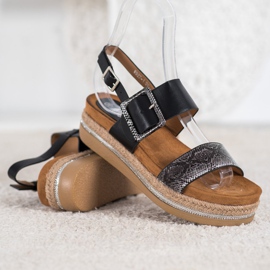 SHELOVET Sandales sur la plateforme à imprimé serpent le noir 1