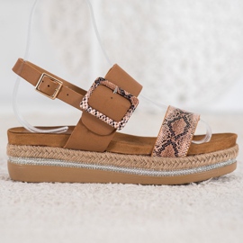 SHELOVET Sandales sur la plateforme à imprimé serpent brun 2 SHELOVET Sandales sur la plateforme à imprimé serpent brun 2