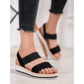Mannika Sandales en daim sur la plate-forme le noir 2