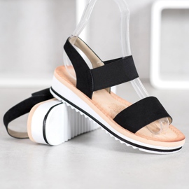 Mannika Sandales en daim sur la plate-forme le noir 1