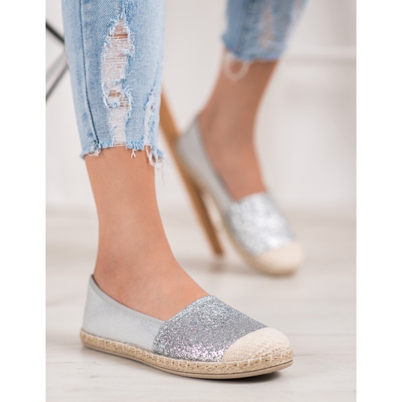 SHELOVET Espadrilles En Argent À Paillettes gris 1
