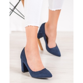 SHELOVET Talons hauts en daim bleu marine bleu 1