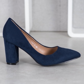 SHELOVET Talons hauts en daim bleu marin bleu 2