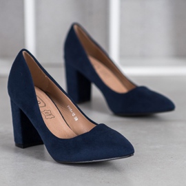 SHELOVET Talons hauts en daim bleu marin bleu 3