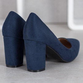 SHELOVET Talons hauts en daim bleu marin bleu 4