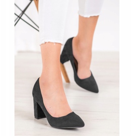 SHELOVET Talons hauts en daim le noir 4