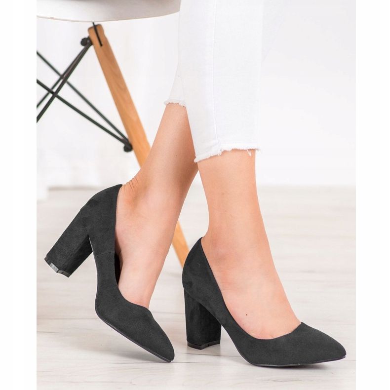 SHELOVET Talons hauts en daim noir 1