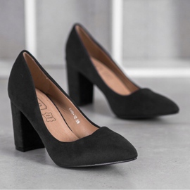 SHELOVET Talons hauts en daim le noir 2