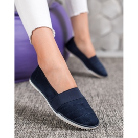 Bona Chaussures à enfiler en daim bleu 4