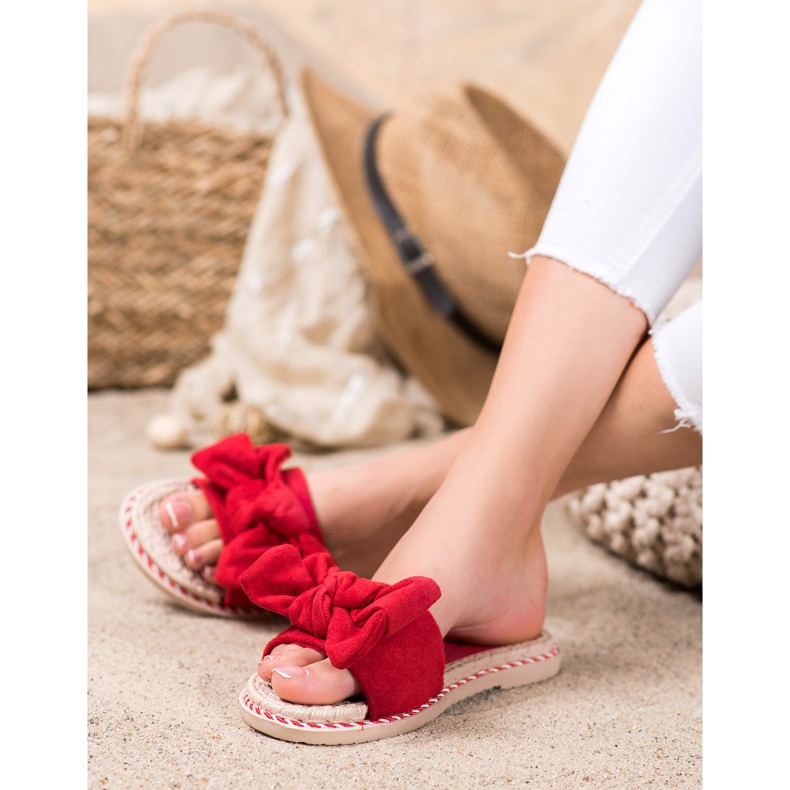 Anesia Paris Pantoufles En Daim Élégantes rouge 1