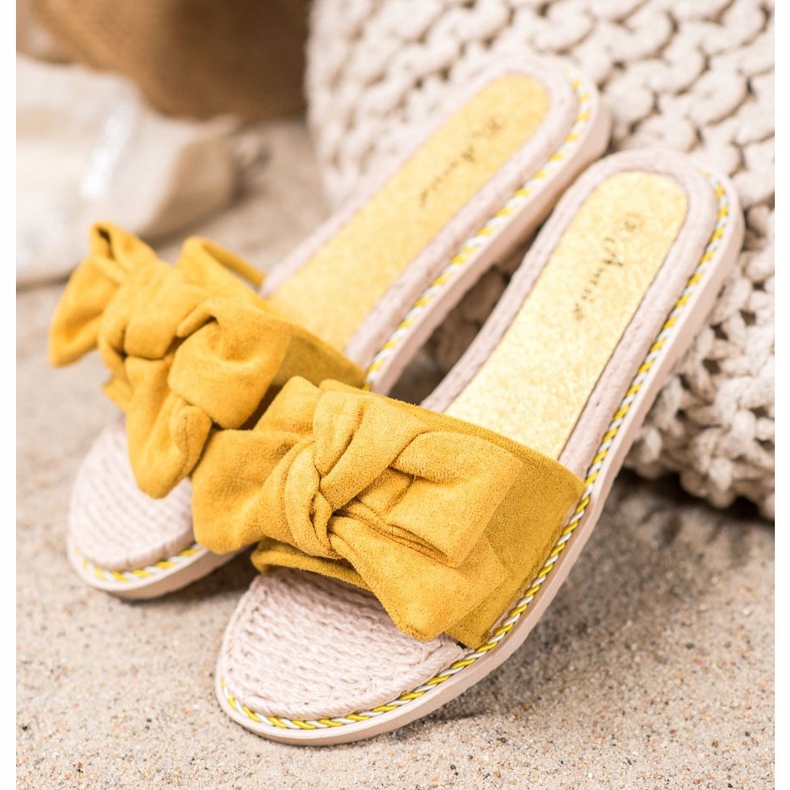 Anesia Paris Pantoufles En Daim Élégantes jaune 1