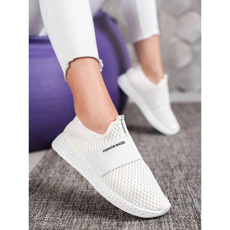SHELOVET Baskets à enfiler avec maille blanc 1