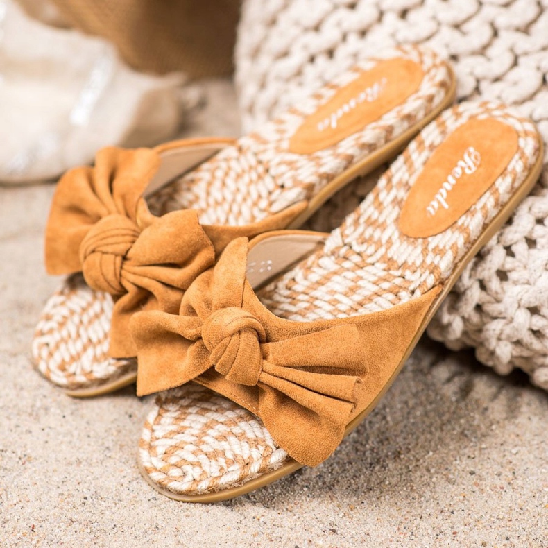 Renda Pantoufles Élégantes Avec Un Noeud brun 1