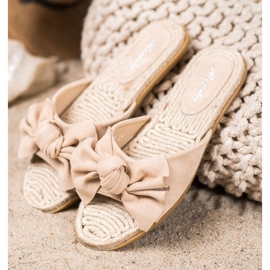 Renda Pantoufles Élégantes Avec Un Noeud beige 1