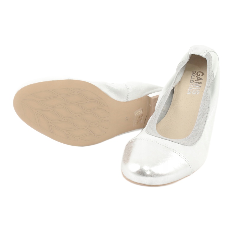 Gamis Ballerines confortables en cuir argenté gris 3