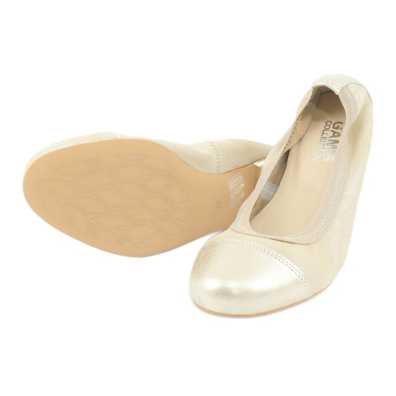 Gamis Ballerines confortables en cuir doré d'or 3