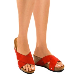 Sandales compensées rouges Chaussons GU53 1