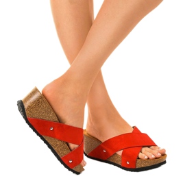 Sandales compensées rouges Chaussons GU53 2