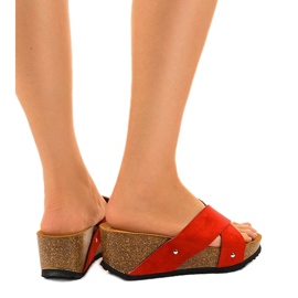Sandales compensées rouges Chaussons GU53 3