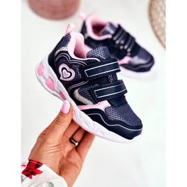 EVE Chaussures de sport pour enfants brillant sur velcro bleu marine écarlate rose 2