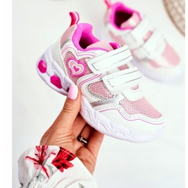 EVE Chaussures de sport pour enfants Shining White Scarlet Velcro blanc rose 2