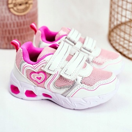 EVE Chaussures de sport pour enfants Shining White Scarlet Velcro blanche rose 1