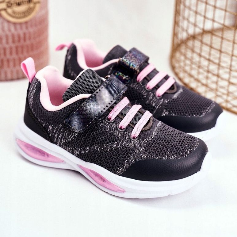 EVE Chaussures de sport pour enfants Shining On Velcro Gris Simple Way rose 1 EVE Chaussures de sport pour enfants Shining On Velcro Gris Simple Way rose 1