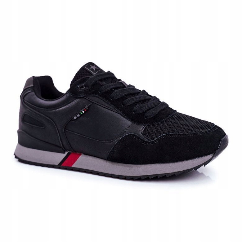 EVE Chaussures de sport pour hommes en cuir suédé noir Fonsi 1