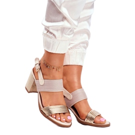 EVE Sandales pour femmes sur le poteau Beige et Golden Emmy d'or 1