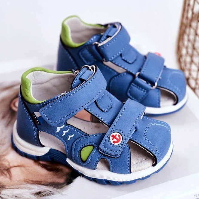 Apawwa Sandales Enfant à Velcro Bleu Nubira 1