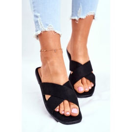 Chaussons Femme, Rayures, Croix, Noir Philippines 2