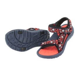Sandales American Club 8122 insert en mousse bleu marine orange 3