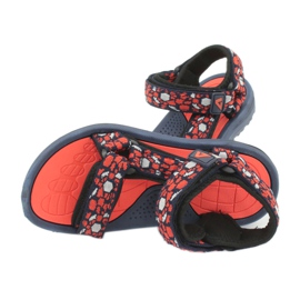 Sandales American Club 8122 insert en mousse bleu marine orange 4