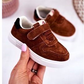 Apawwa Baskets Enfant Daim avec Velcro Marron Trelmo brun 1