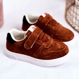 Apawwa Baskets Enfant Daim avec Velcro Marron Trelmo brun 2