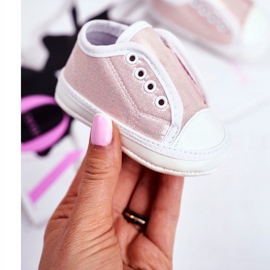 Apawwa Baskets Enfant Velcro Avec Brocart Baptême Rose Milley 1