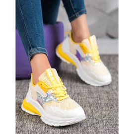 SHELOVET Baskets avec maille blanche multicolore jaune 5