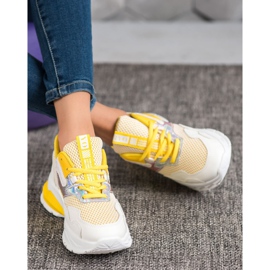 SHELOVET Baskets avec maille blanche multicolore jaune 1