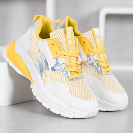 SHELOVET Baskets avec maille blanche multicolore jaune 2