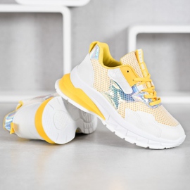 SHELOVET Baskets avec maille blanche multicolore jaune 3