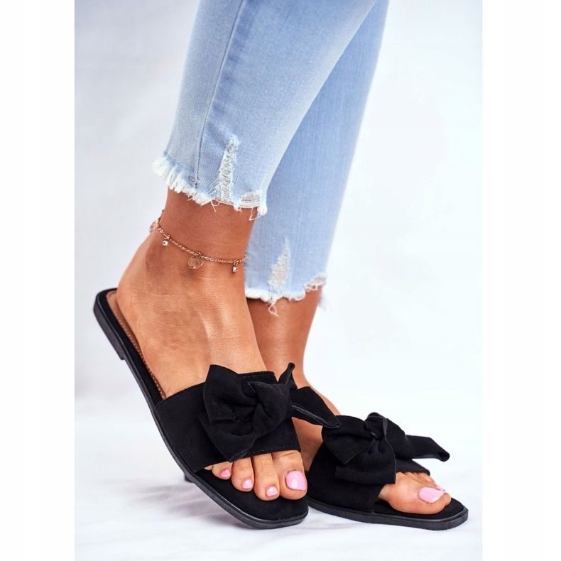 Pantoufles Malaisiennes Pour Femmes Avec Nœuds Noirs le noir 1