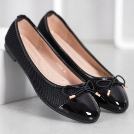 Diamantique Ballerines Avec Maille le noir 2